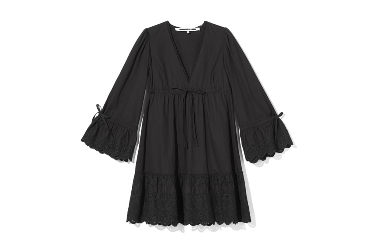 McQ Embroidered Hem Babydoll Dress