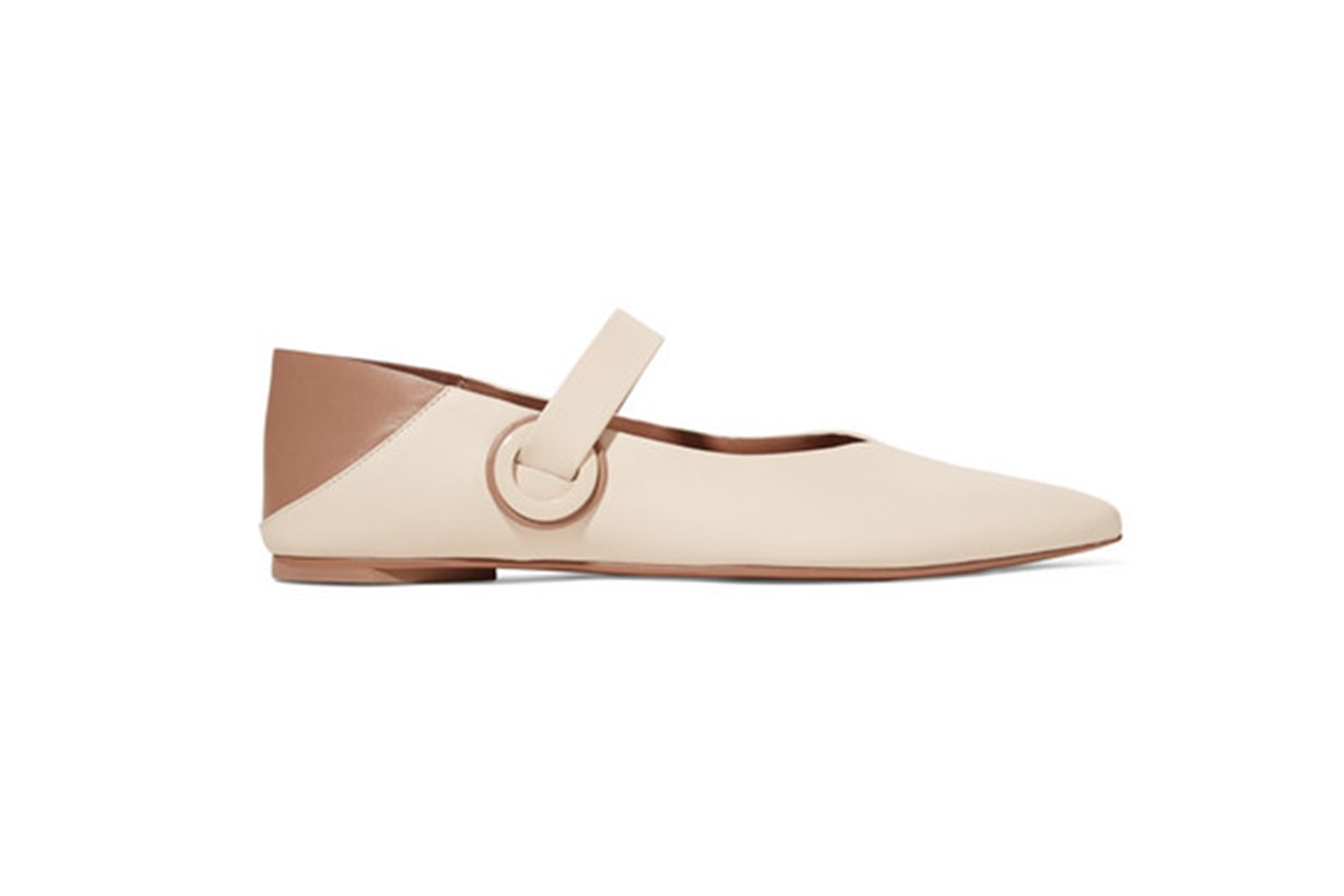 Mercedes Castillo Amabel Two-Tone Leather Collapsible-Heel Point-Toe Flats