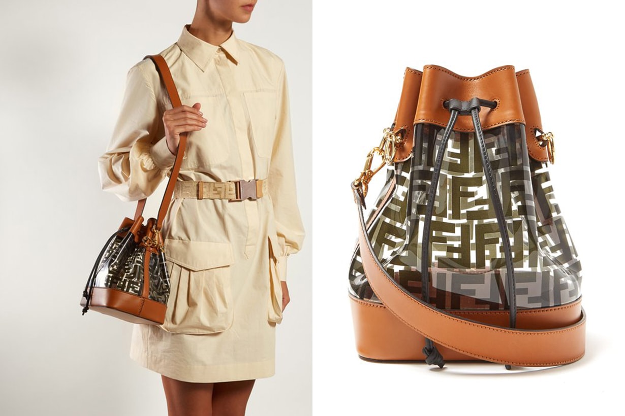 Fendi Mon Tresor Logo-Print PVC & Leather Bucket Bag