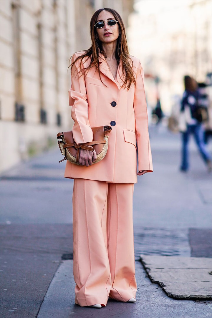 Pink Oversized Suit Street Style