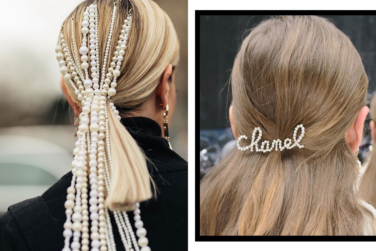 Chanel Pearl hair clips style 2019