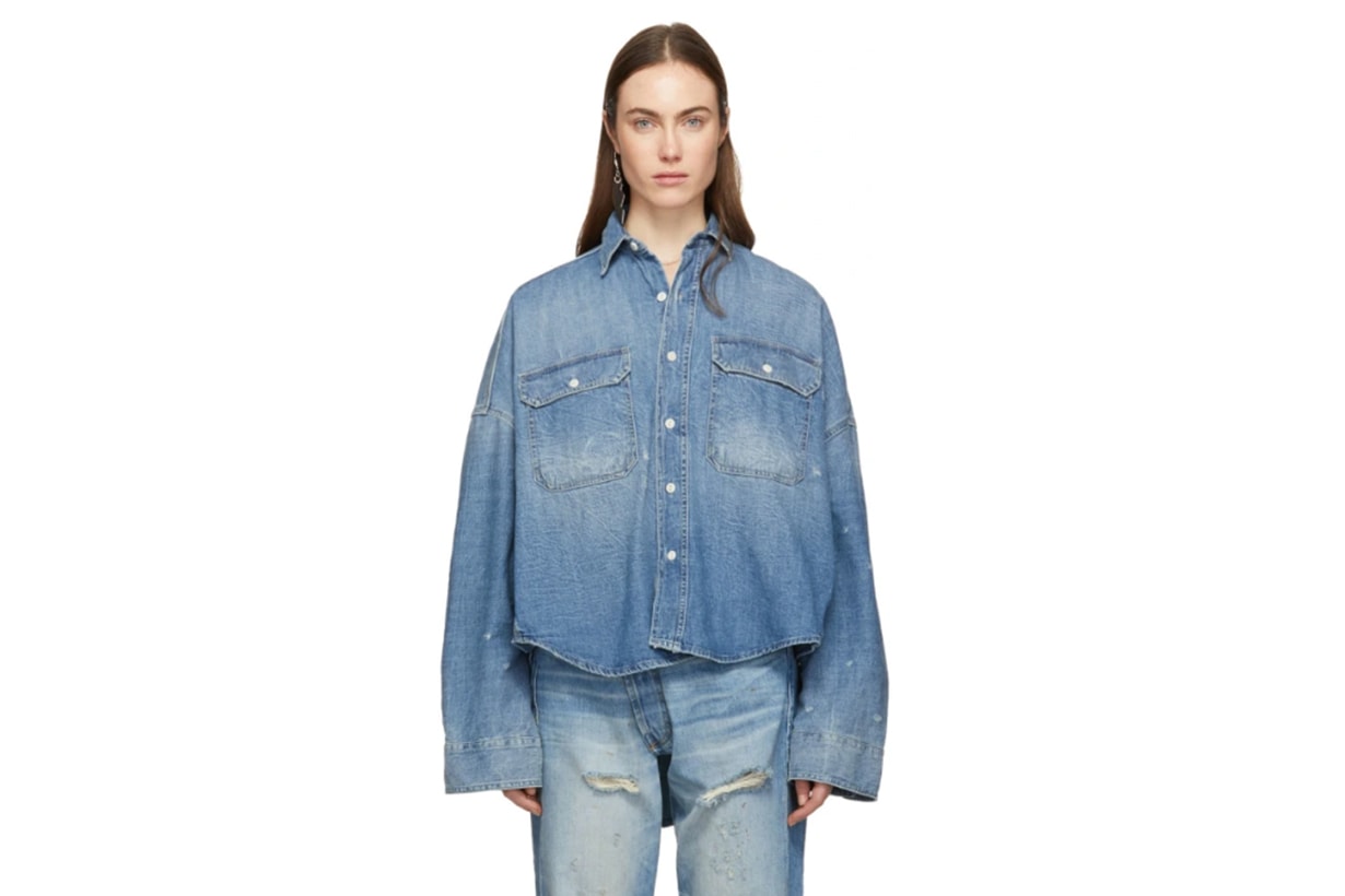 R13 Blue Denim Oversized Patti Shirt