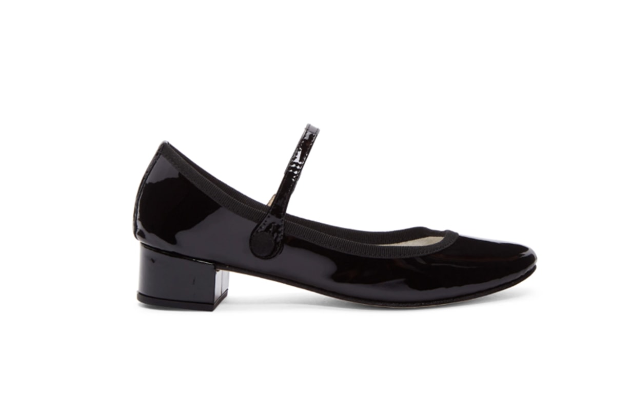 Repetto Black Patent Rose Mary-Jane Heels