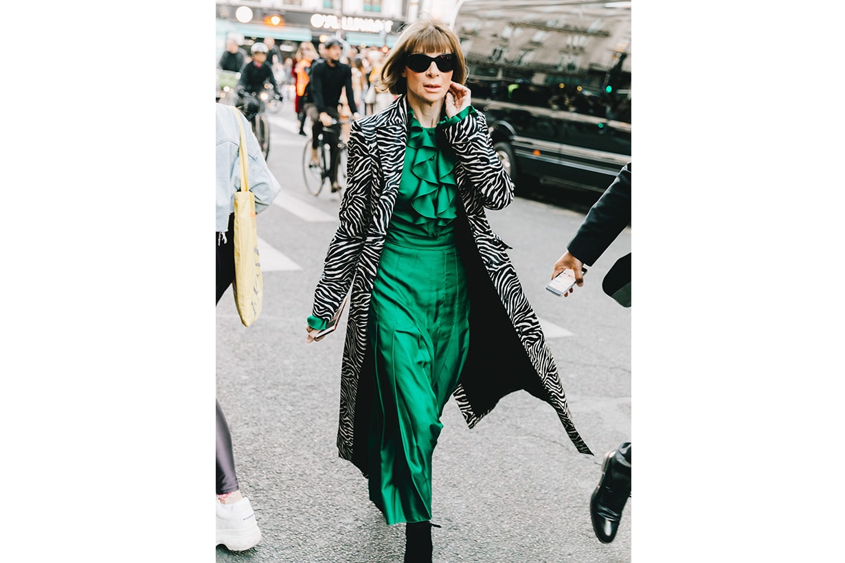 Anna Wintour Silk Dress Street Style