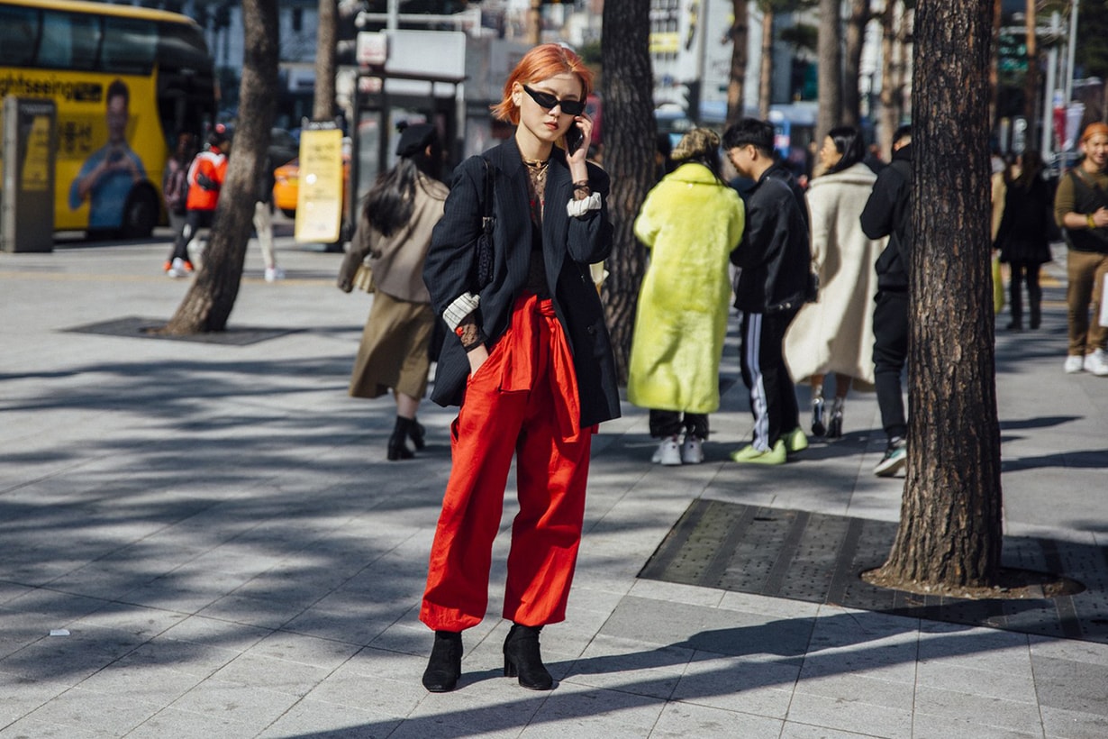 Korean Girl red pants Fashion Street Style