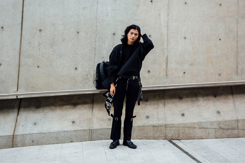 Korean Girl all black Fashion Street Style