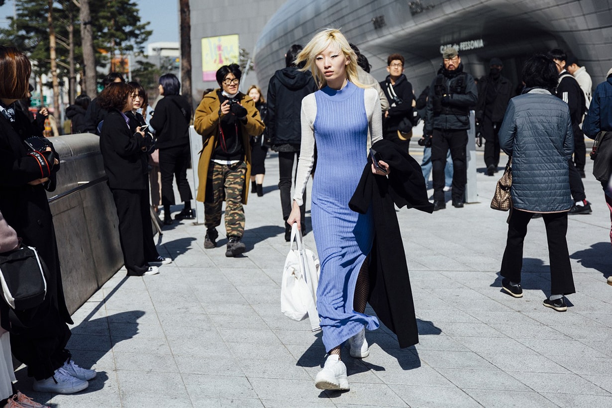 Korean Girl turtleneck dress layering Fashion Street Style