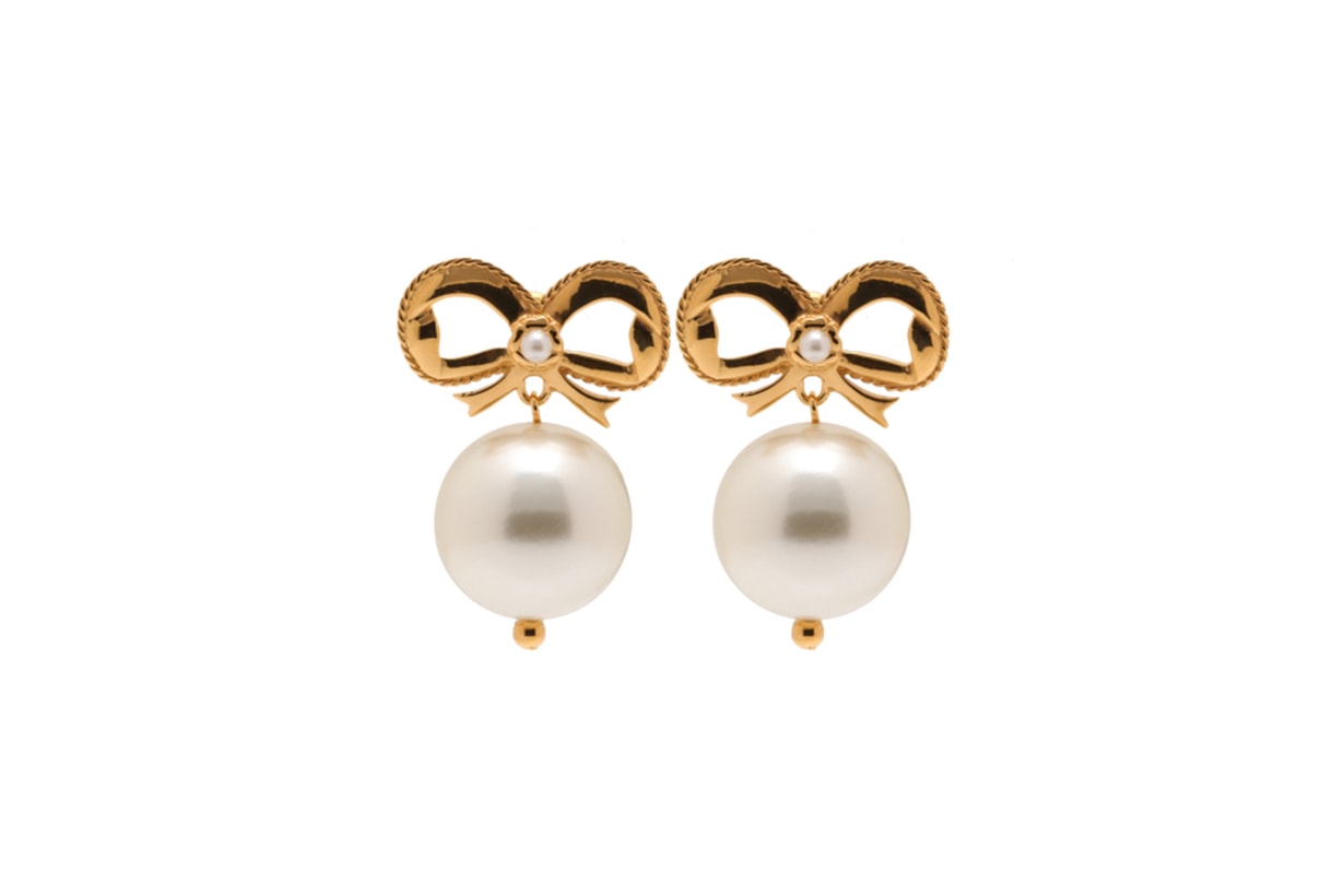 Simone Rocha Bow Detail Faux Pearl Earrings