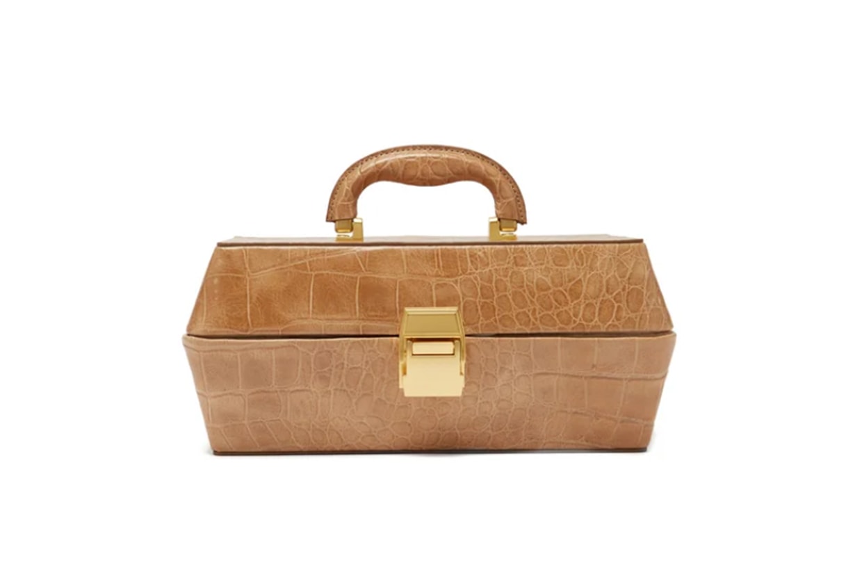 Staud Lincoln Crocodile-effect Leather Box Bag