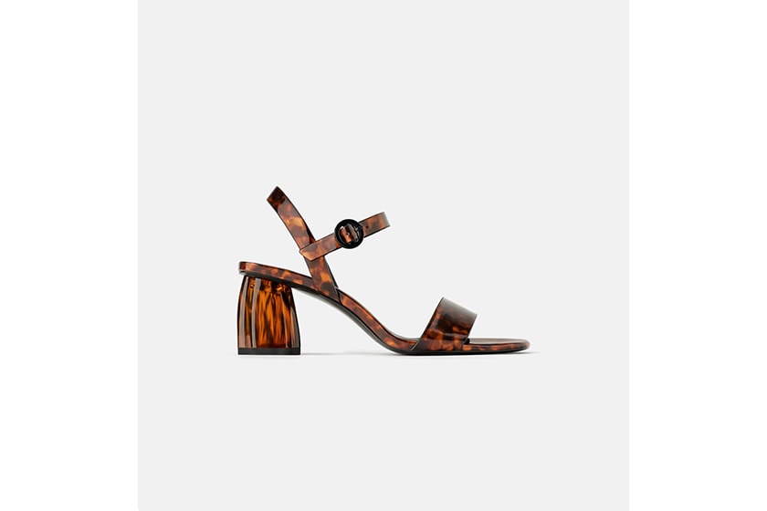 Zara Tortoiseshell Chunky Heel Sandals