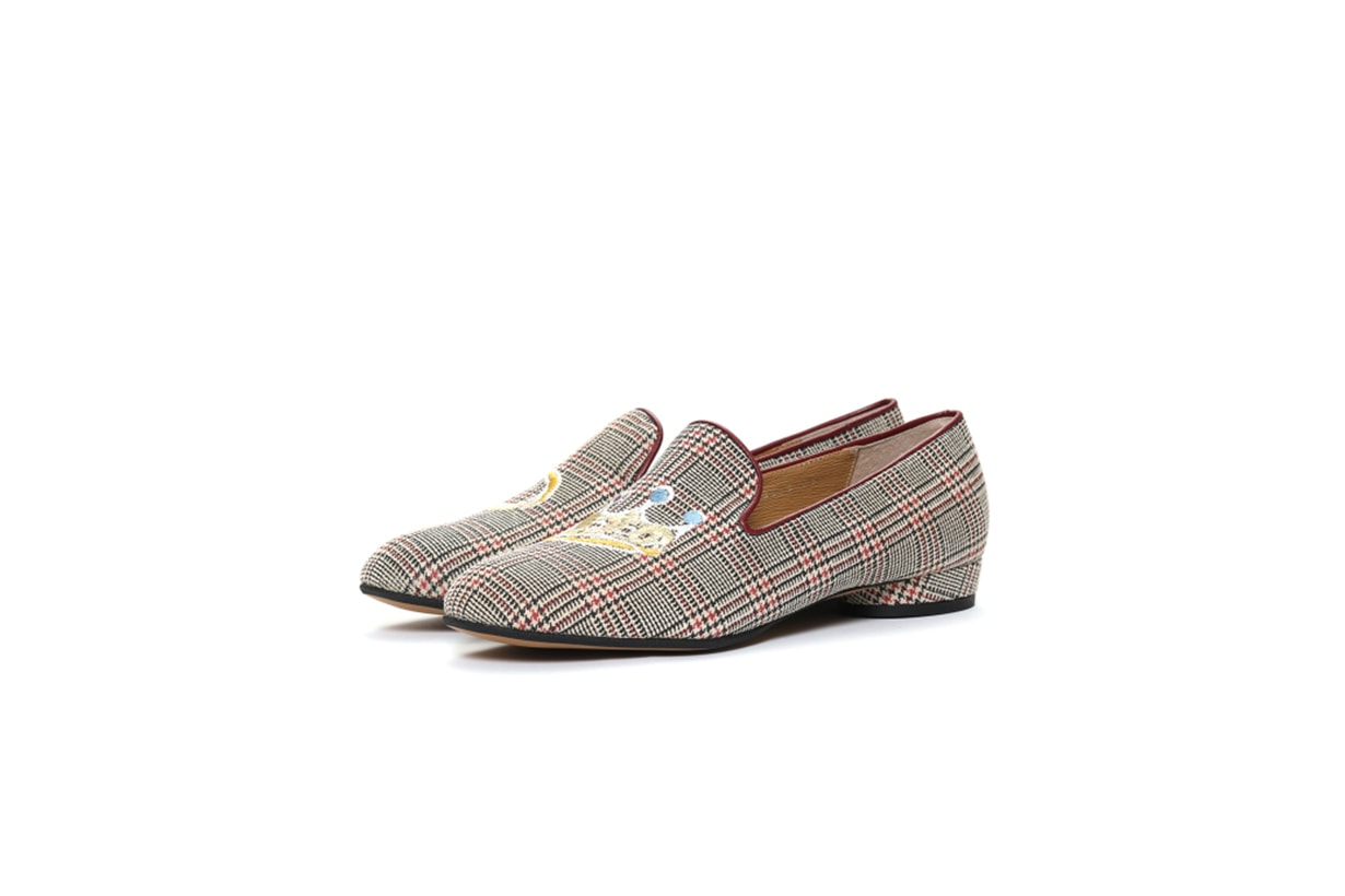 Tsumori Chisato Crown Embroidered Plaid Loafers