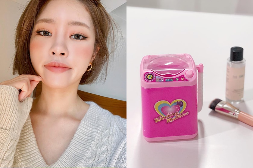 korean gir Instagram Makeup brushes clean