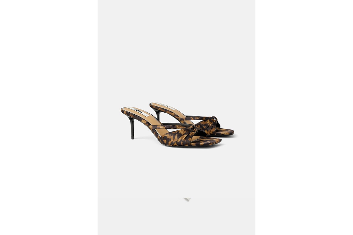 Zara Animal Print Mid-Heel Sandals