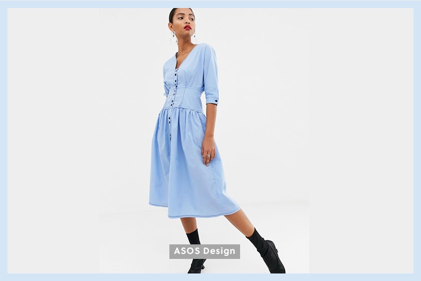 ASOS DESIGN cotton midi dress light blue