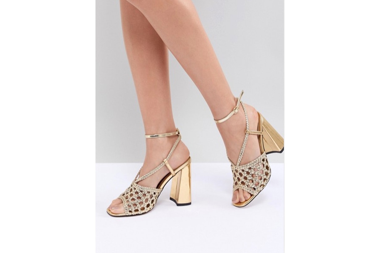 ASOS DESIGN Helix Woven Block Heeled Sandals