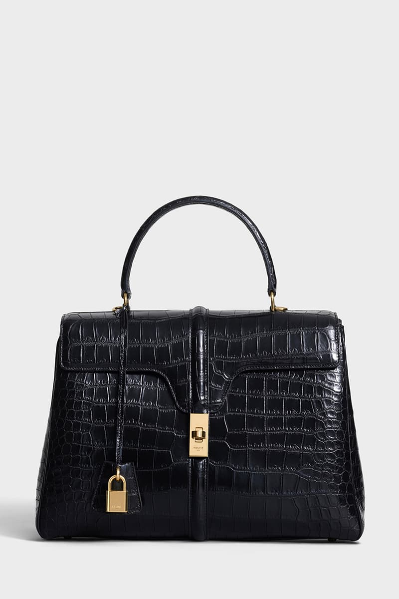 CELINE SPRING 19-BLACK MEDIUM 16 BAG IN CROCODILE