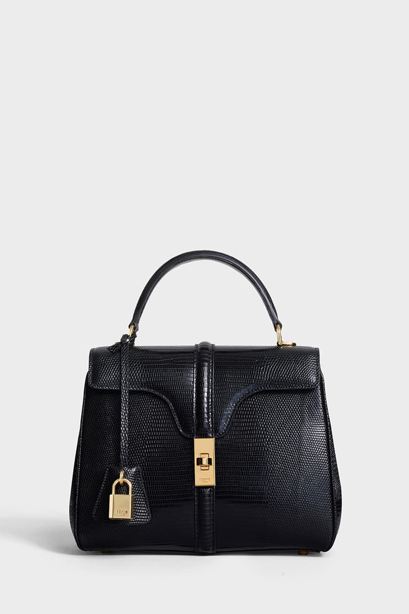 CELINE SPRING 19-BLACK SMALL 16 BAG IN LIZARD