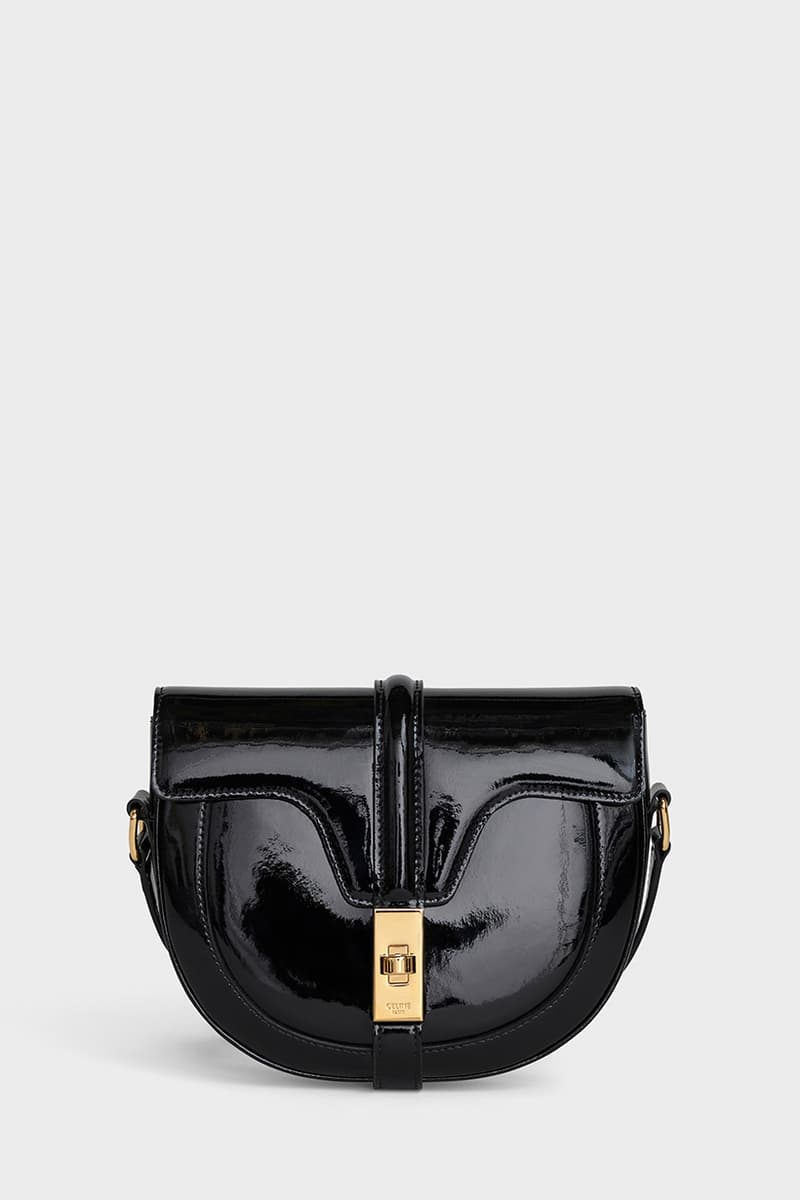 CELINE SUMMER 19-BLACK SMALL BESACE 16 BAG IN PATENT CALFSKIN-