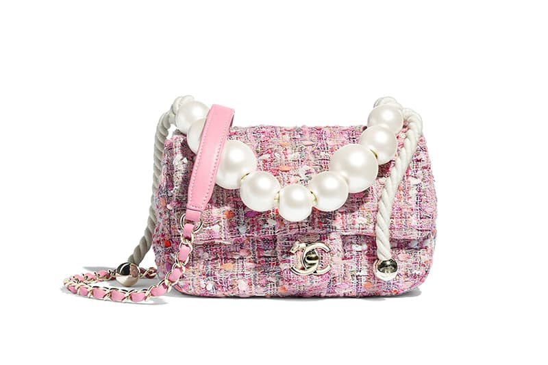 Chanel pearl handbags pink tweed