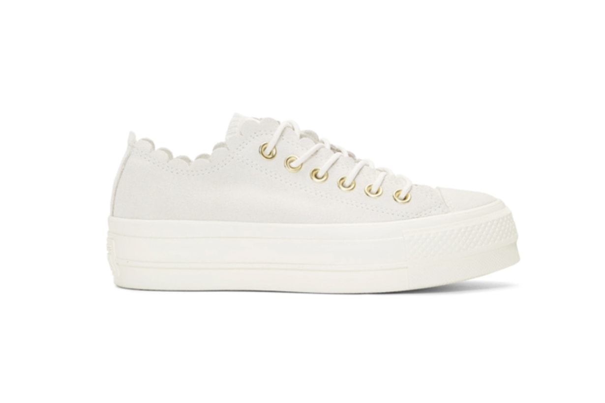 Converse Off-White Suede Chuck Taylor All Star Lift Frilly Thrills Sneakers