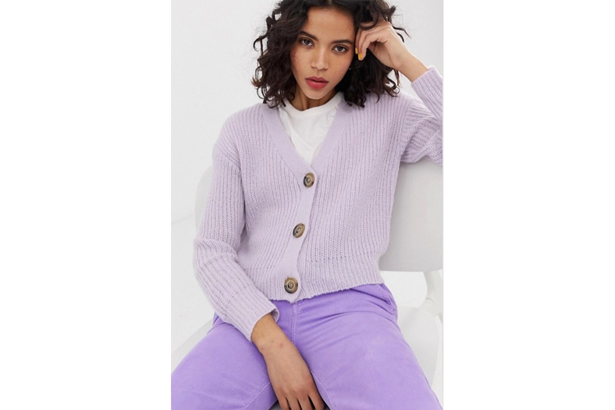 ASOS River Island Cardigan With Jewelled Buttons in Lilac