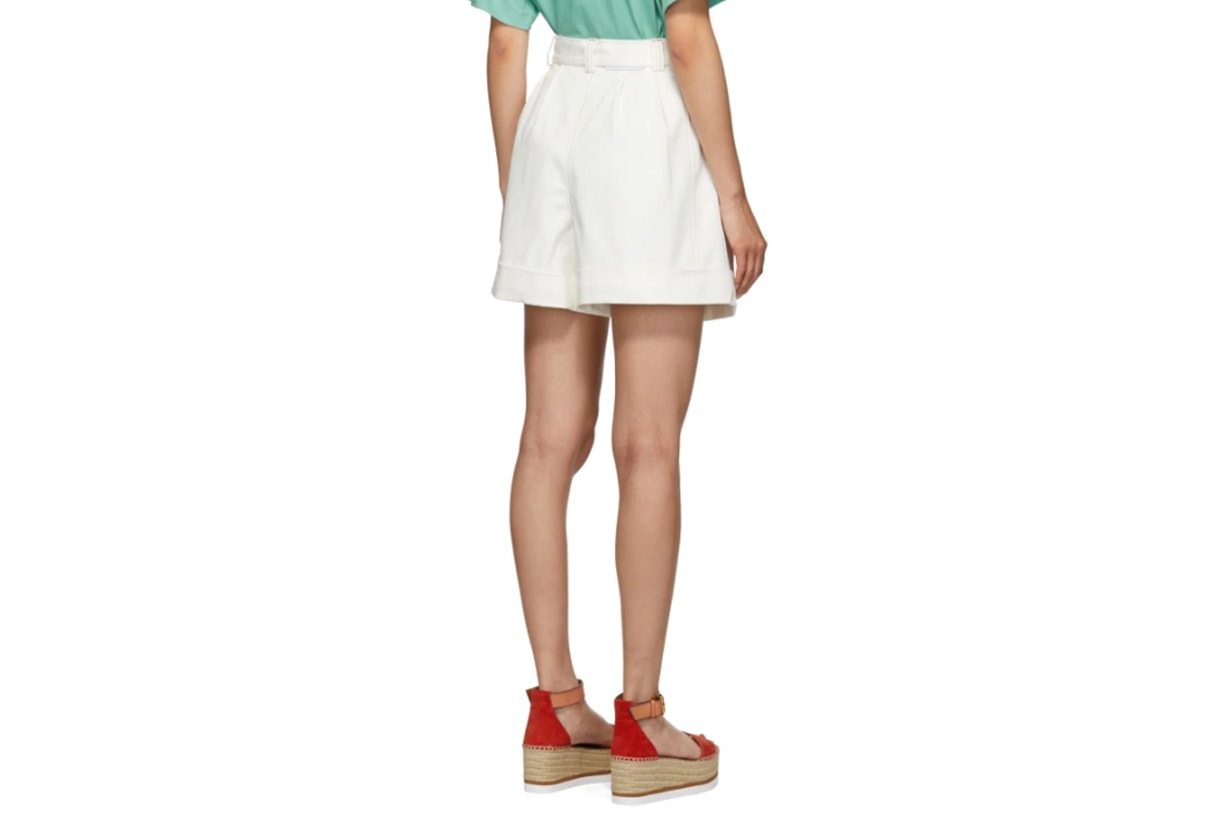 See-by-Chloé-White-Denim-Tie-Shorts