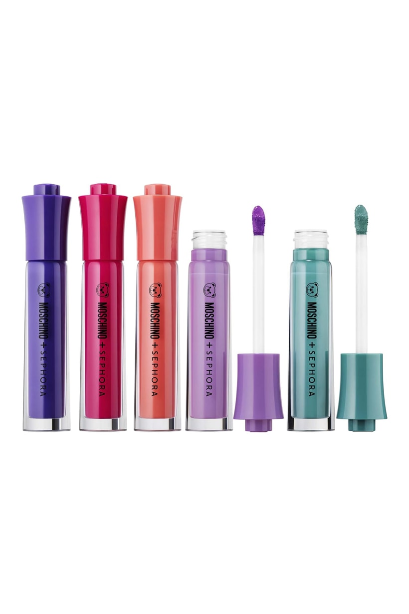 Sephora Moschino Crossover collection cosmetics makeup Pencil Brush Set makeup sponge highlighter laptop eyeshadow palette marker lipsticks nail polish eyeliner mask