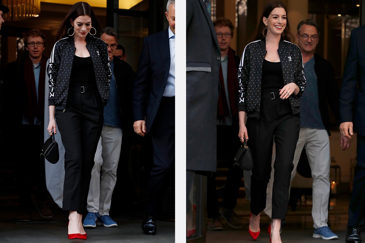 Anne Hathaway exit from her hotel in London