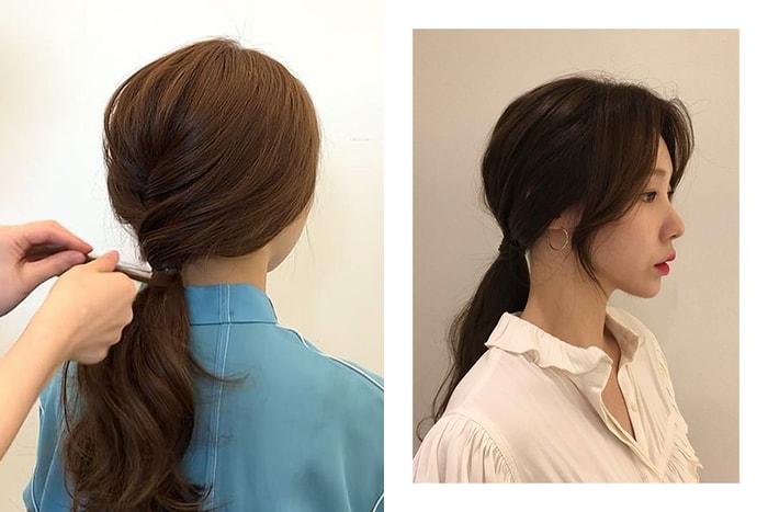 多個韓國女生五分鐘就完成的「低馬尾造型」學起來，夏天再不怕髮型單調！