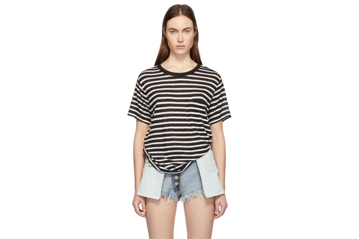 alexanderwang.t Black & White Slub Jersey Pocket T-Shirt