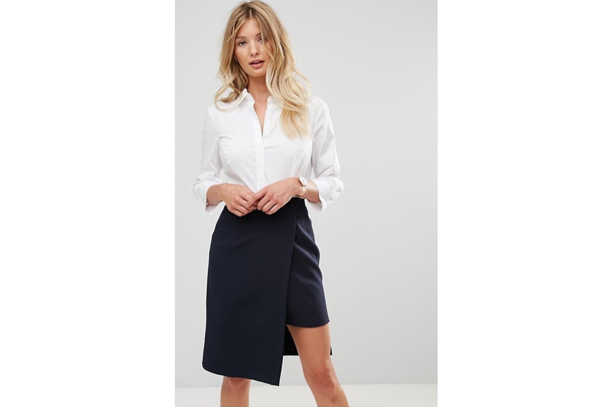 ASOS DESIGN Fuller Bust 3/4 Sleeve Shirt in Stretch Cotton