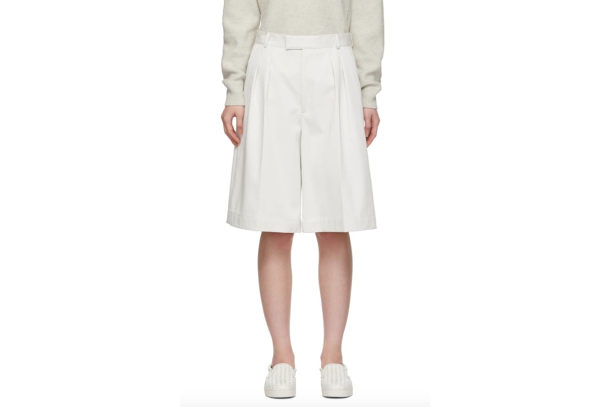 Bottega Veneta White Oversized Drill Shorts