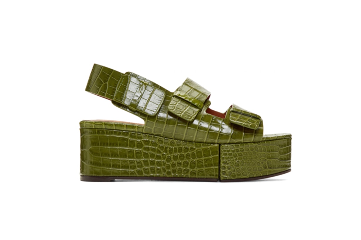 Clergerie Green Croc Arena Sandals