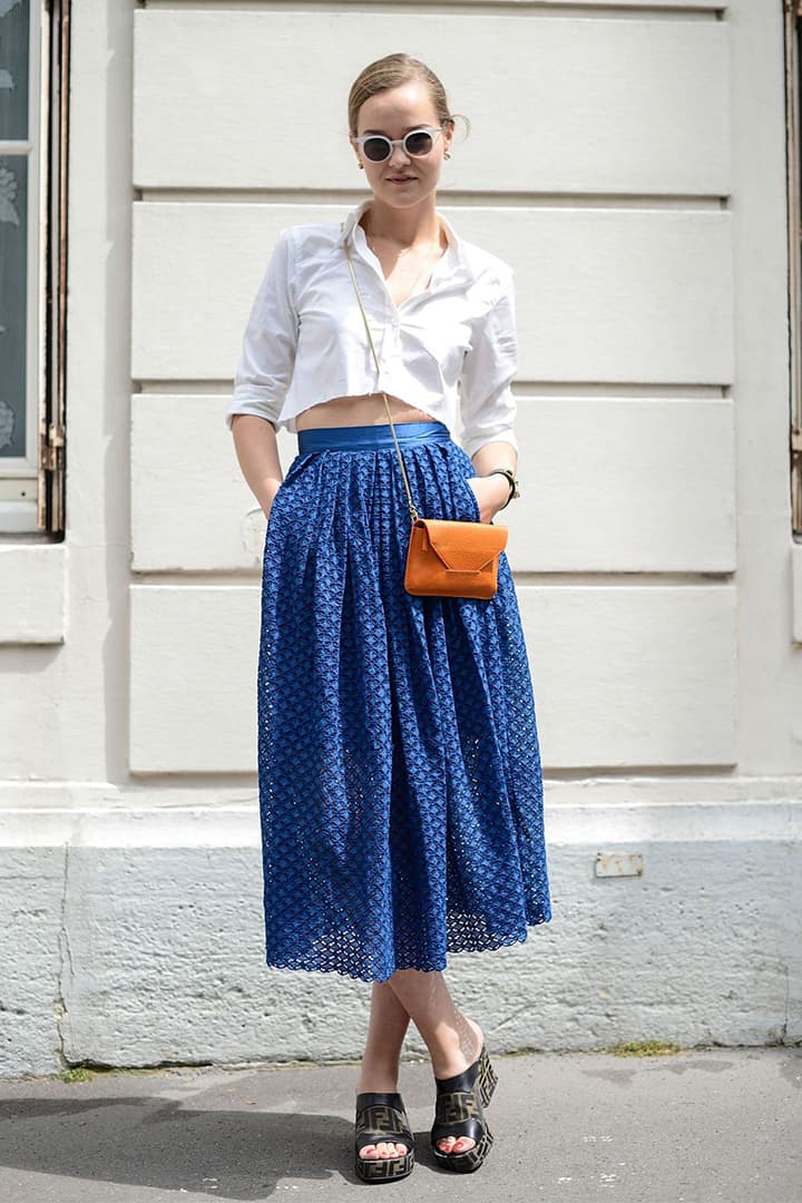 Crop Top Shirt Skirt Street Style
