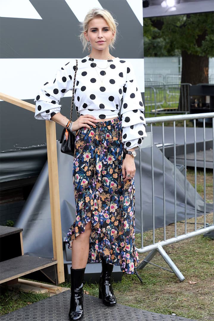 Polka Dots Crop Top Skirt Street Style
