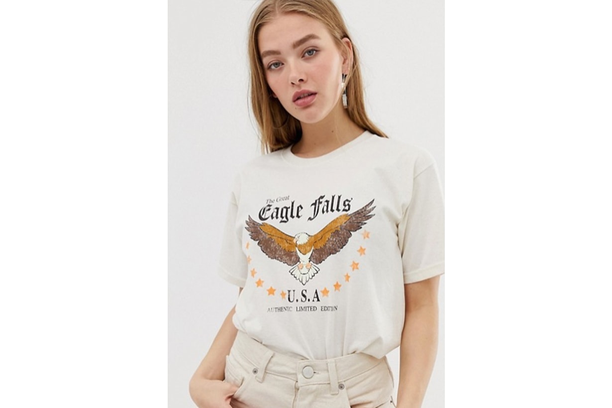 Daisy Street Relaxed T-shirt with Vintage Eagle Falls Graphic