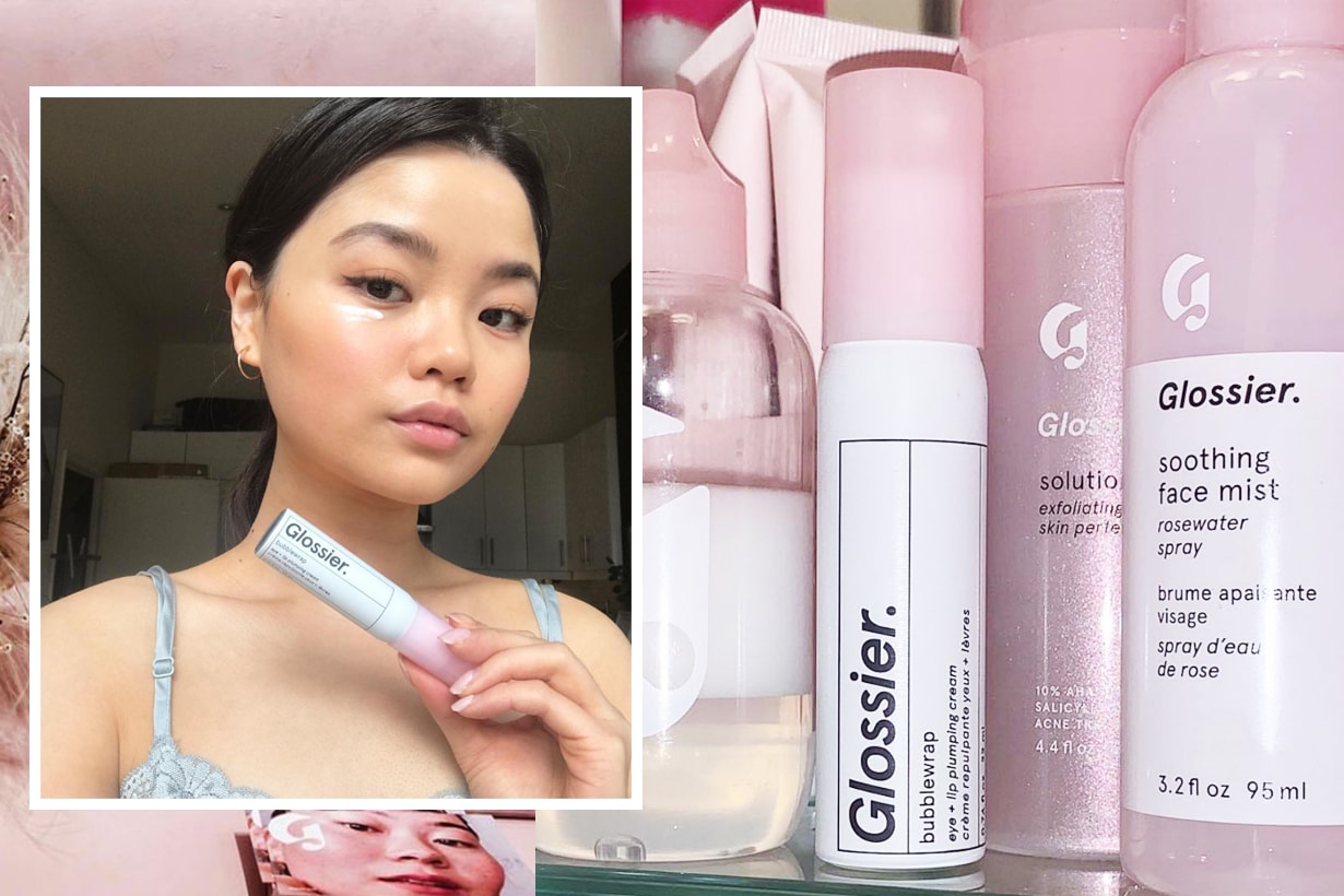 Glossier Bubblewrap Eye cream Lip Balm hyaluronic acid plumping hydration instagram skincare sensation skincare hit