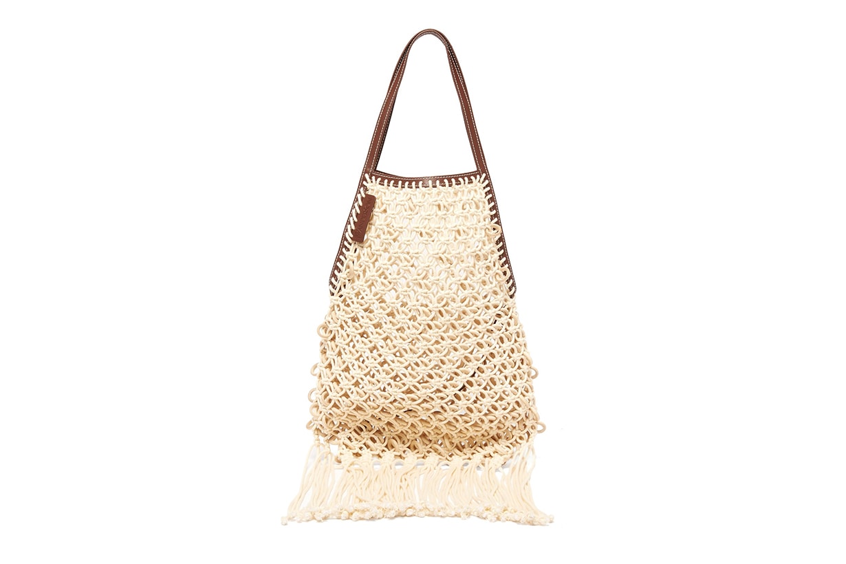 JW Anderson Leather-Trimmed Macramé Tote