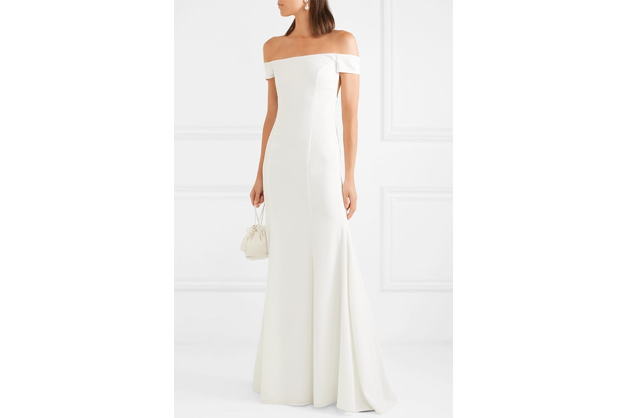 Louvre Off-The-Shoulder Crepe Gown