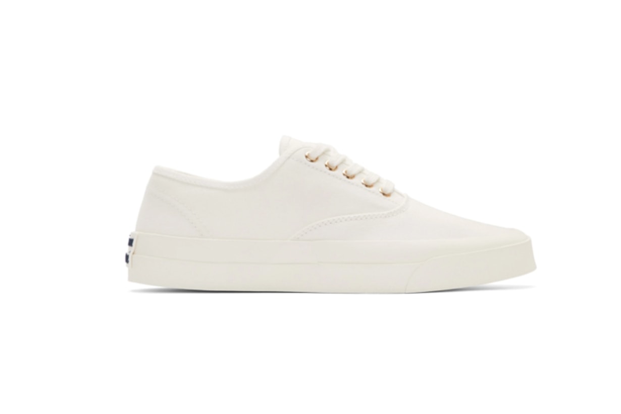 Maison Kitsuné White Canvas Laced Sneakers