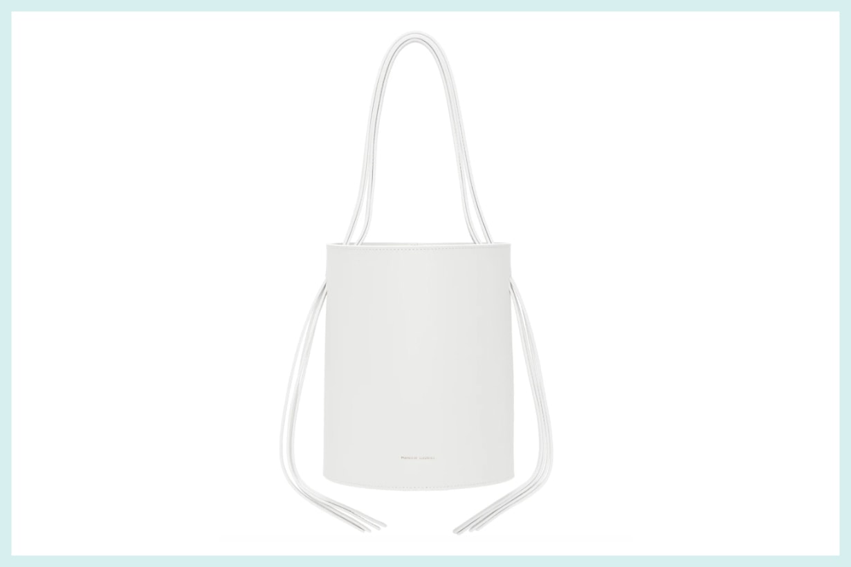 Mansur Gavriel White Fringe Bucket Bag