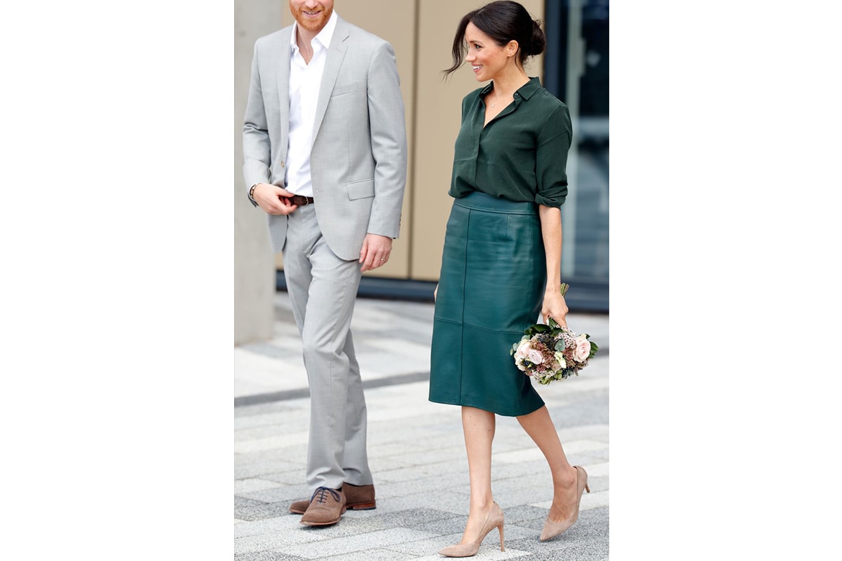 Meghan Markle Pencil Skirt Nude Pumps