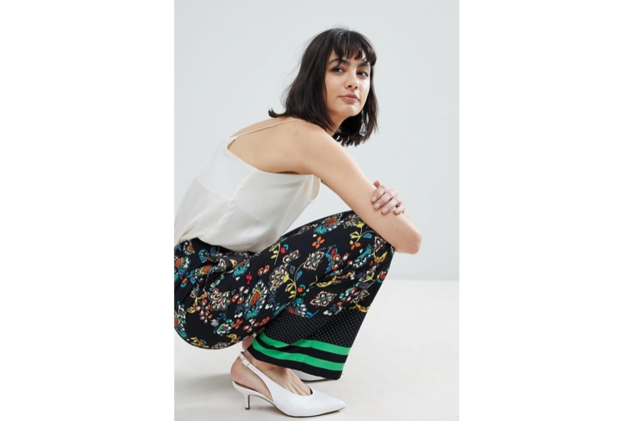 River Island Floral Print Wide Leg Trousers