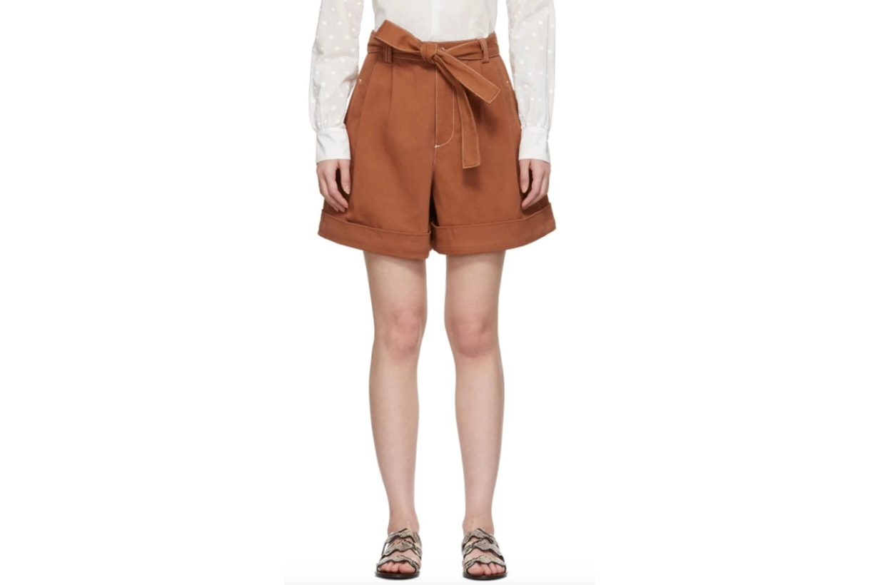 See by Chloé Orange Denim Tie Shorts