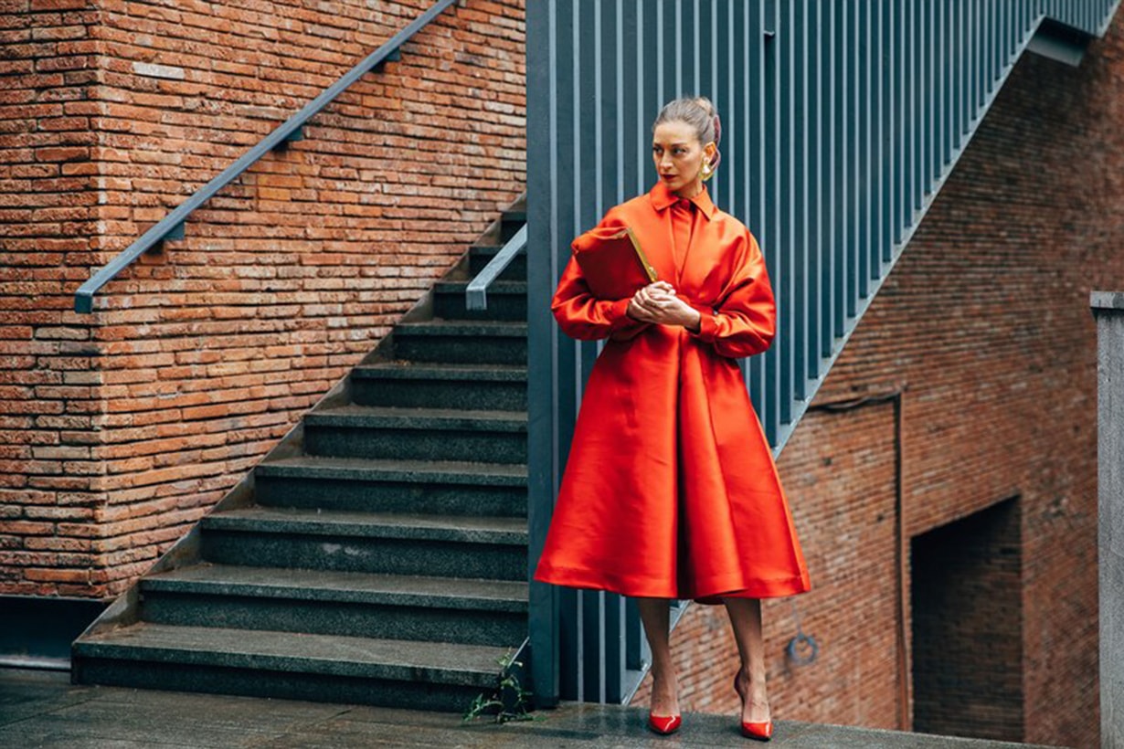 Red Orange Coat Street Style 2019