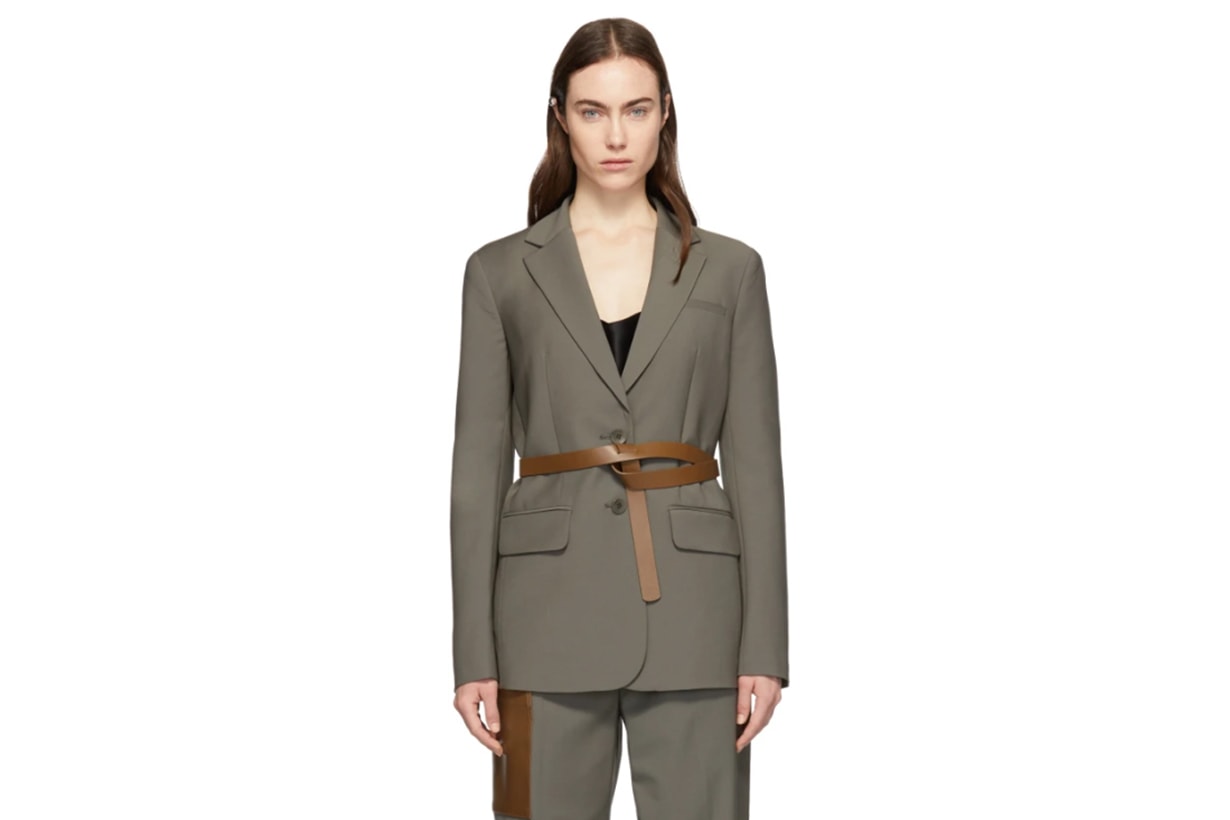 Tibi Grey Plain Weave Tablier Blazer