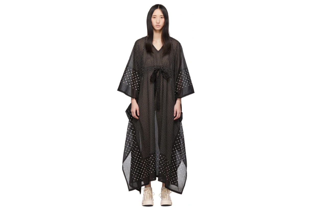 Visvim Black Kaftan Dots Dress