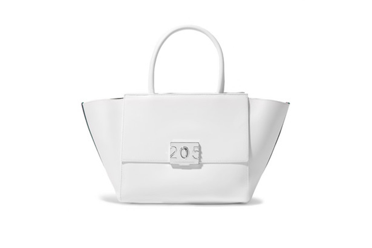 CALVIN KLEIN 205W39NYC Bonnie Medium Canvas-Trimmed Leather Tote