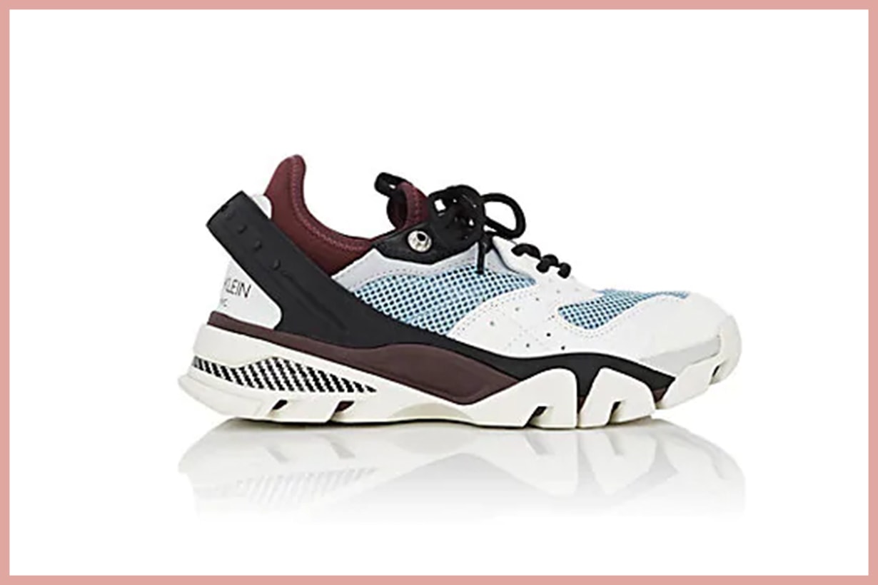 CALVIN KLEIN 205W39NYC Women's Rubber-Strap Leather & Mesh Sneakers