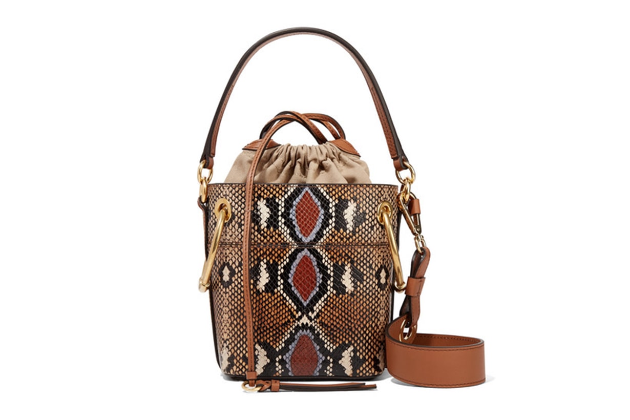 CHLOÉ Roy Mini Snake-Effect Leather Bucket Bag